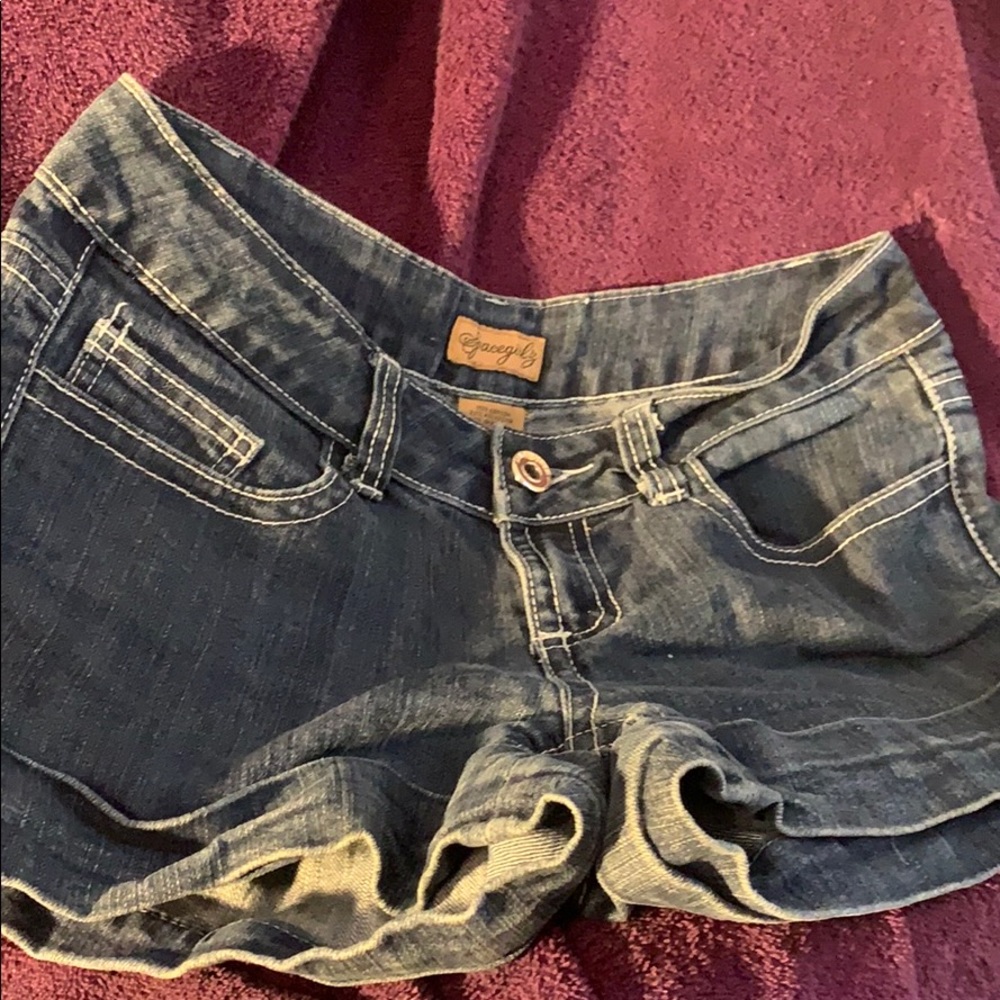 Spacegirlz Cuffed thick waisted shorts with big button 9